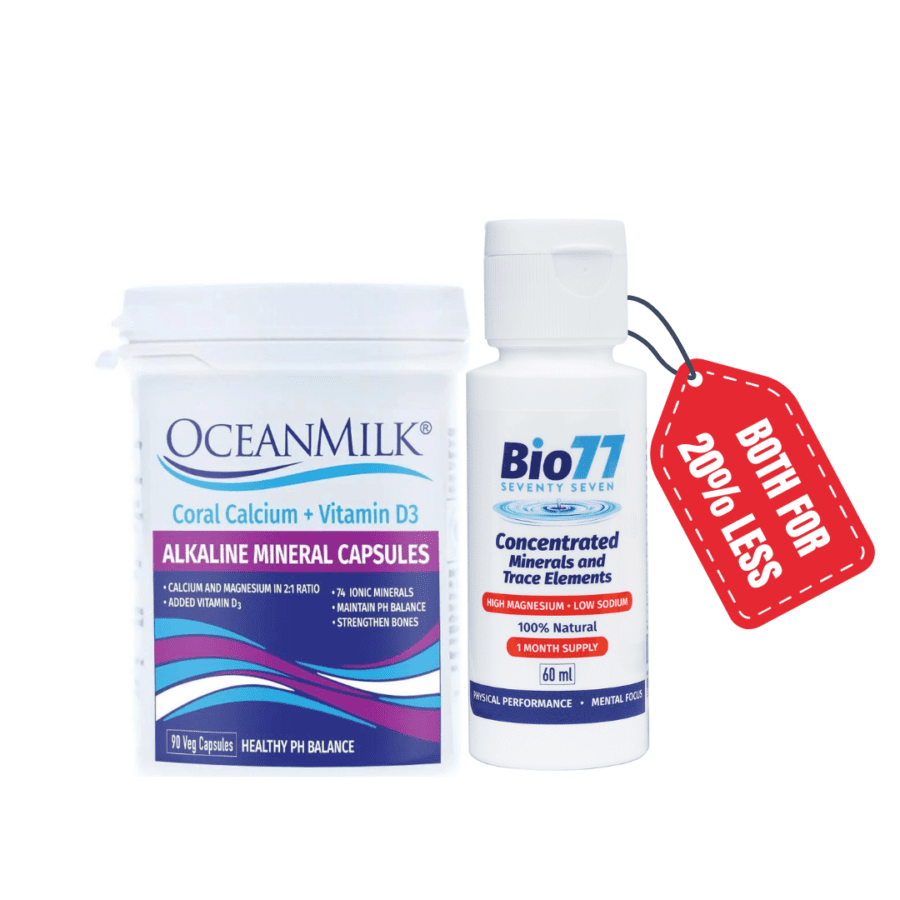 COMBO DEAL - Bio77® Concentrated Minerals 60ml PLUS OCEANMILK® – Alkaline Mineral Capsules